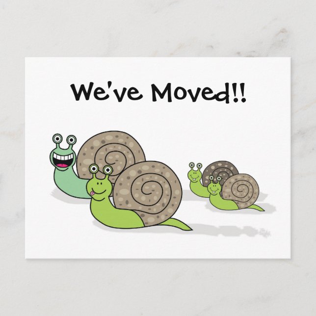 We've Moved House Snails Announcement Postcard (Front)