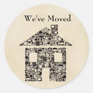 We've Moved House Sticker/Label Classic Round Sticker