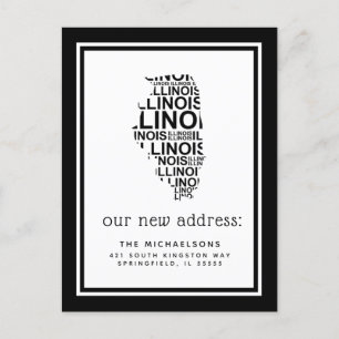 We've Moved   Illinois Typography Holiday Postcard