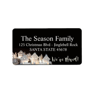 We've Moved Illuminated Christmas Houses Label