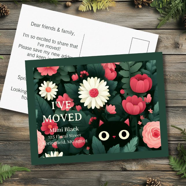 We've Moved I've Moved Moving Announcement Cat Postcard (Creator Uploaded)