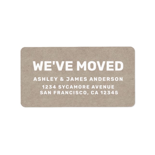 We've Moved Kraft Paper New Address Label (Front)