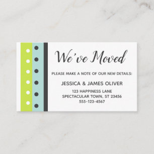 "We've Moved" Lime, Blue and Dark Grey Insert Card