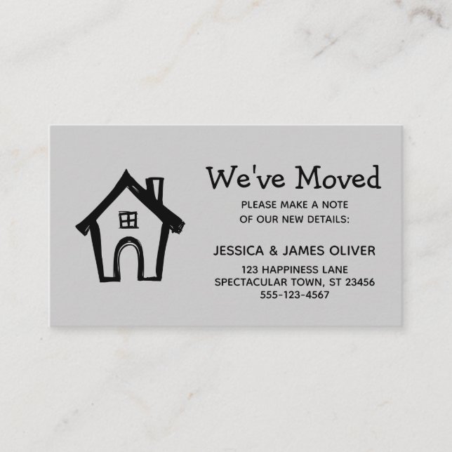 We've Moved Little House Light Grey Announcement (Front)
