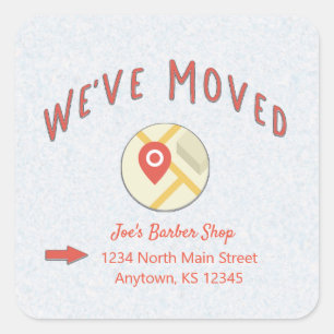 We've Moved Location Pin Icon Company Relocation Square Sticker