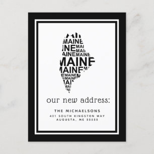 We've Moved   Maine Typography Holiday Postcard