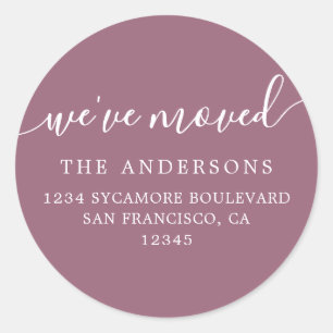 We've Moved Mellow Mauve New Address label