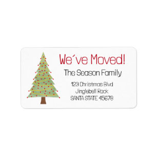 We've Moved Minimalist Christmas Tree Label