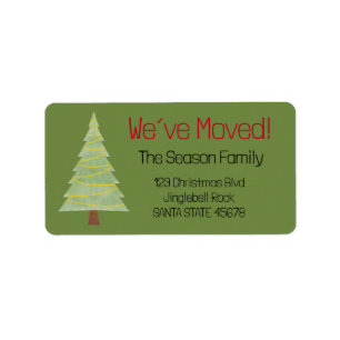 We've Moved Minimalist Christmas Tree  Label