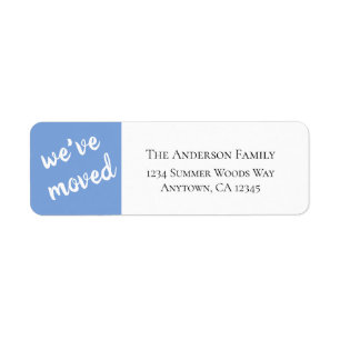 We've Moved Modern Blue Return Address Label