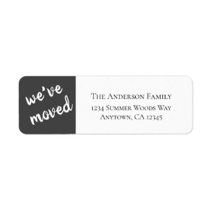 We've Moved Modern Charcoal Return Address Label