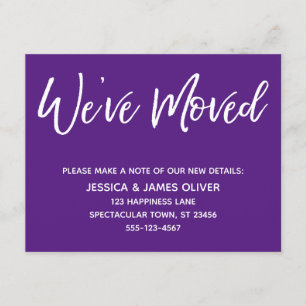 "We've Moved" Modern Handwriting Purple Card