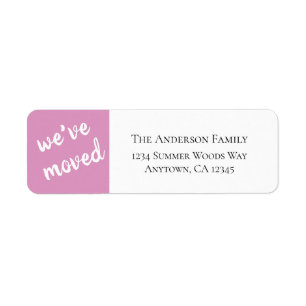 We've Moved Modern Pink Return Address Label