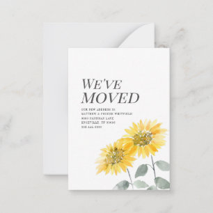 We've Moved Modern Watercoler Sunflower Moving Card