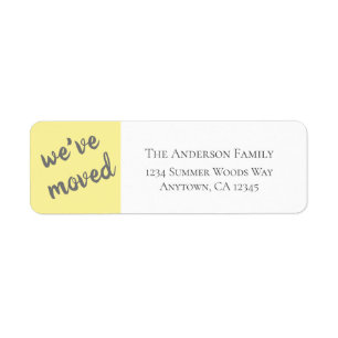We've Moved   Modern Yellow Return Address Label
