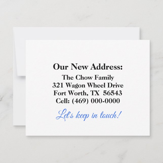 We've Moved Moving Announcement Note Card (Back)