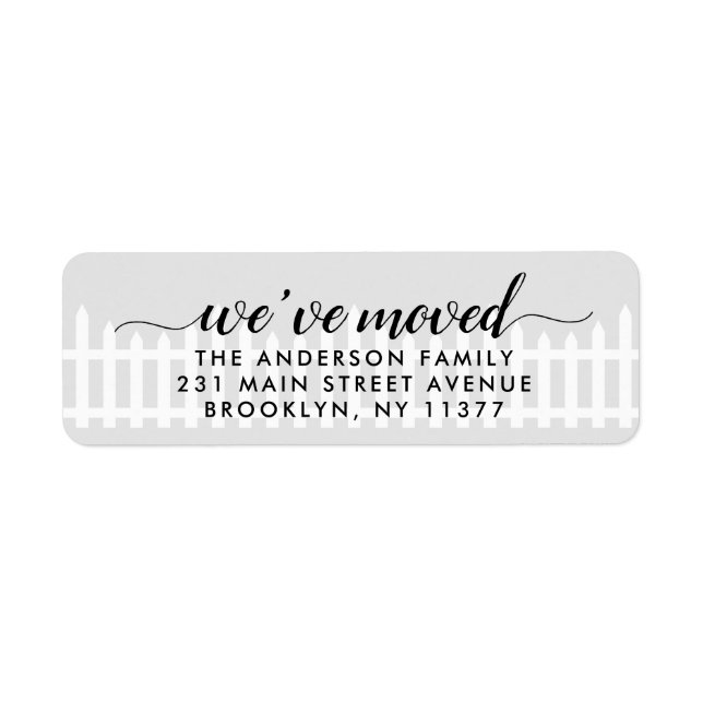 We've Moved Moving Announcement Picket Fence Grey (Front)