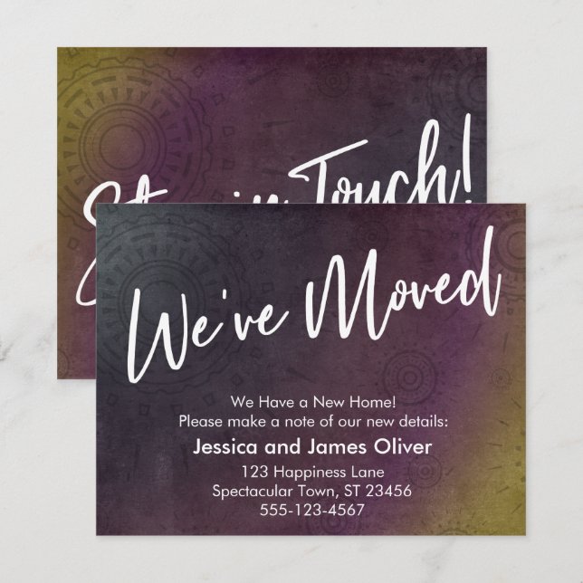 We've Moved Multicolored Grunge Burst Graphic Card (Front/Back)