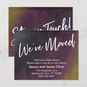 We've Moved Multicolored Grunge Burst Graphic Card