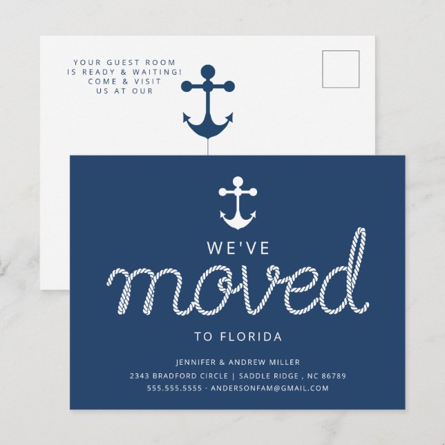 We've Moved Nautical Anchor Moving Announcement (Front/Back)