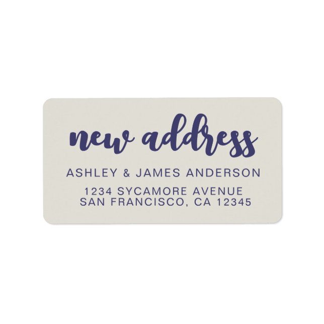 We've Moved Navy Blue Grey New Address Label (Front)
