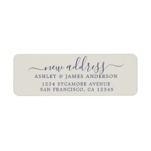 We've Moved Navy Blue Grey New Address label