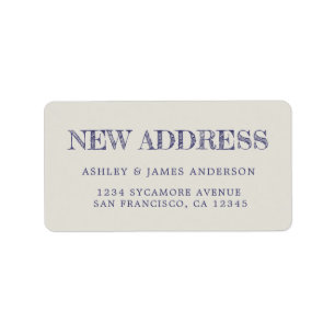 We've Moved Navy Blue Grey New Address label