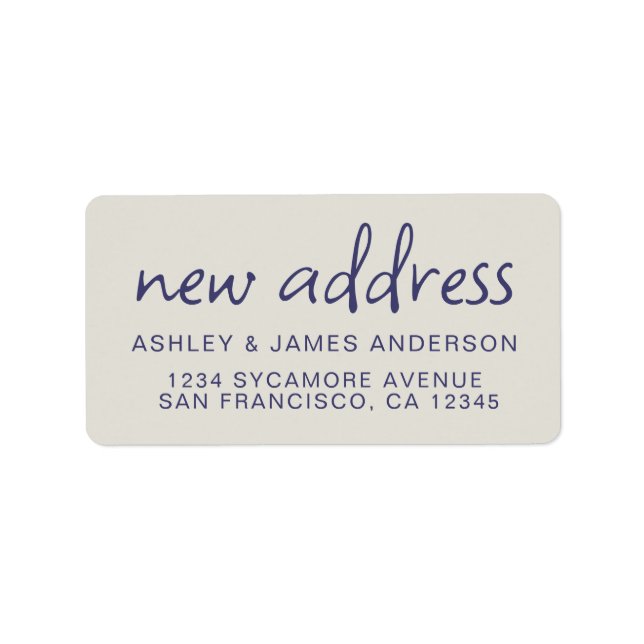 We've Moved Navy Blue Grey New Address Label (Front)