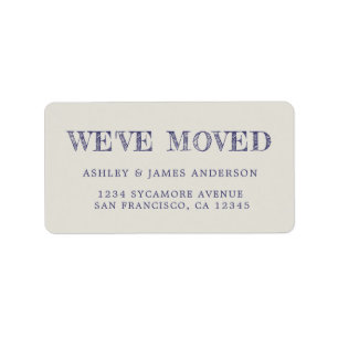 We've Moved Navy Blue Grey New Address label