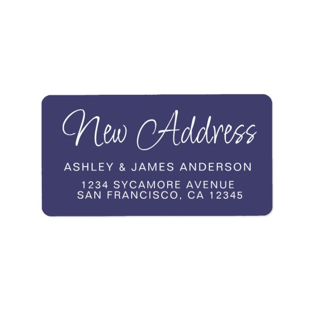 We've Moved Navy Blue New Address label (Front)