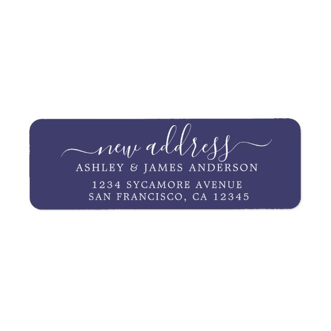 We've Moved Navy Blue New Address label (Front)