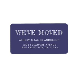 We've Moved Navy Blue New Address label