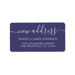 We've Moved Navy Blue New Address label