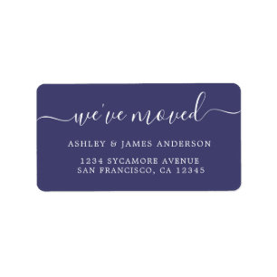 We've Moved Navy Blue New Address label