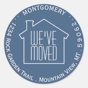 We've Moved Navy Blue White Return Address Labels