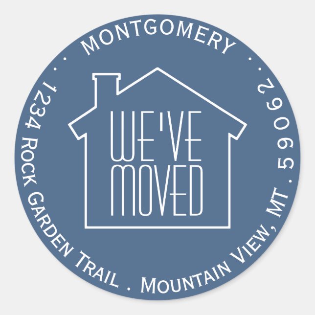 We've Moved Navy Blue White Return Address Labels (Front)
