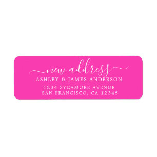 We've Moved Neon Pink New Address label