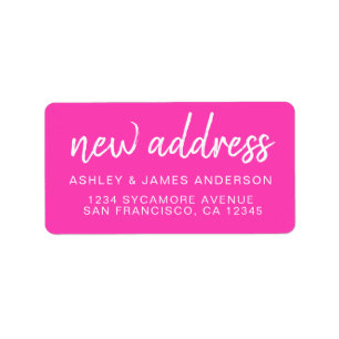 We've Moved Neon Pink New Address label