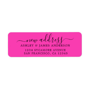 We've Moved Neon Pink New Address label