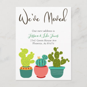 We've  Moved New Address Announcement House Cactus Postcard