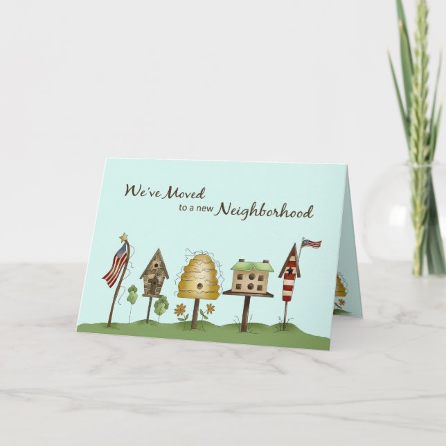 We've Moved / New Address Birdhouses & Flags Announcement (Front)