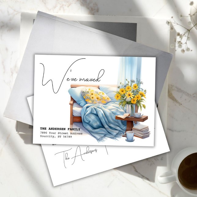 Weve Moved New Address Couch Watercolor Moving Announcement Postcard (Weve Moved New Address Couch Watercolor Moving Announcement Postcard)