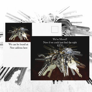 We've Moved New Address Funny Keys Postcard