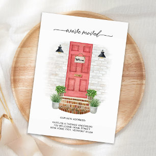We've Moved New Address Modern Watercolor Red Door Card