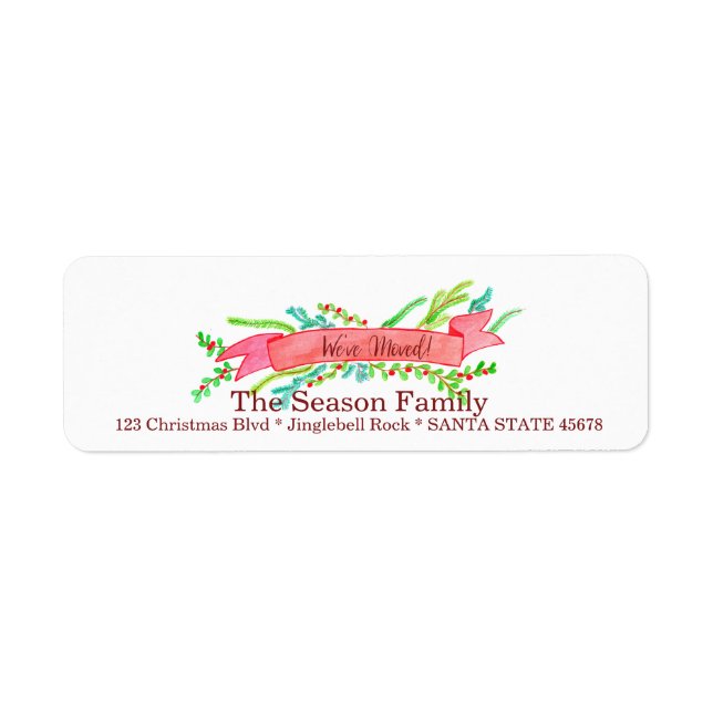 We've Moved/New Address , watercolor Christmas (Devant)