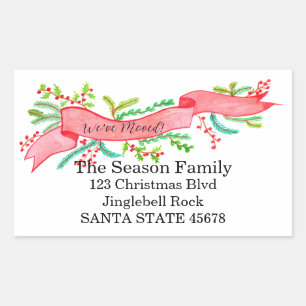 We've Moved/New Address , watercolor Christmas Sticker