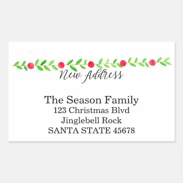 We've Moved/New Address , watercolor Christmas Sticker (Front)