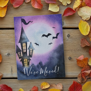 We've Moved New Address Watercolor Halloween Announcement Postcard