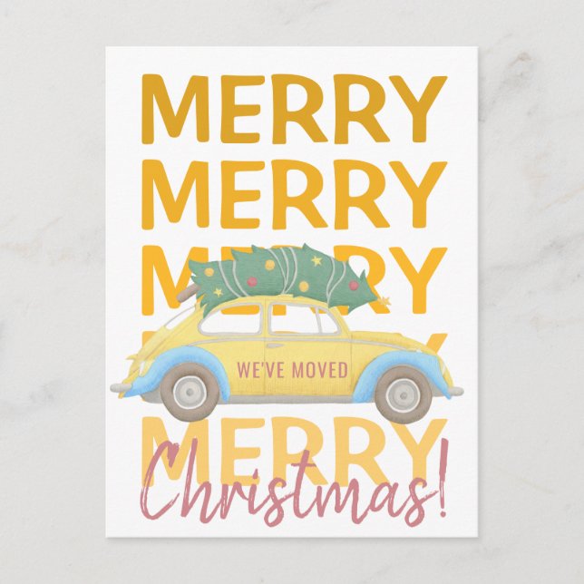We've moved new home Christmas holiday moving Announcement Postcard (Front)