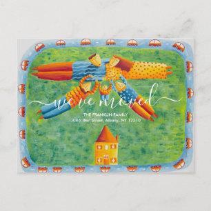 We've Moved New Home Cute Family Illustration Announcement Postcard